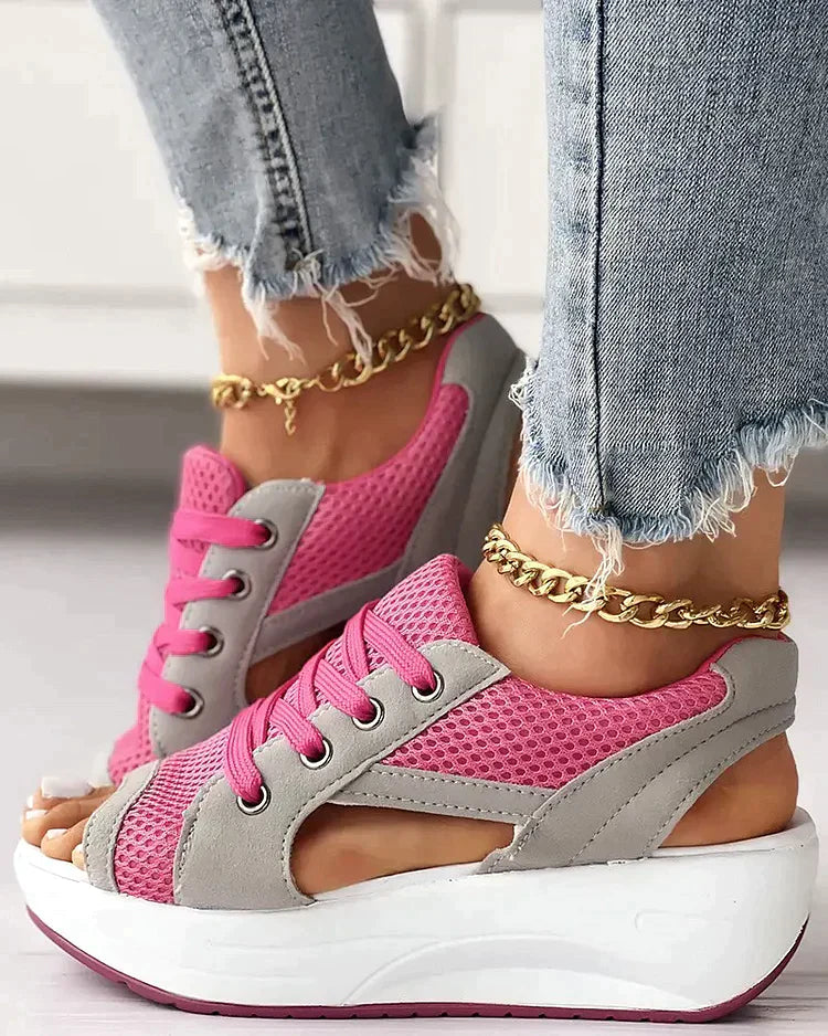 Mila® | Lace-up muffin sandals