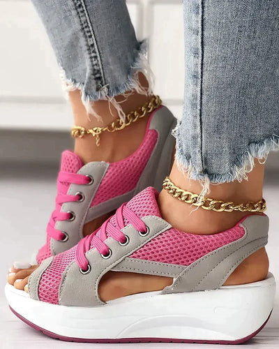 Mila® | Lace-up muffin sandals