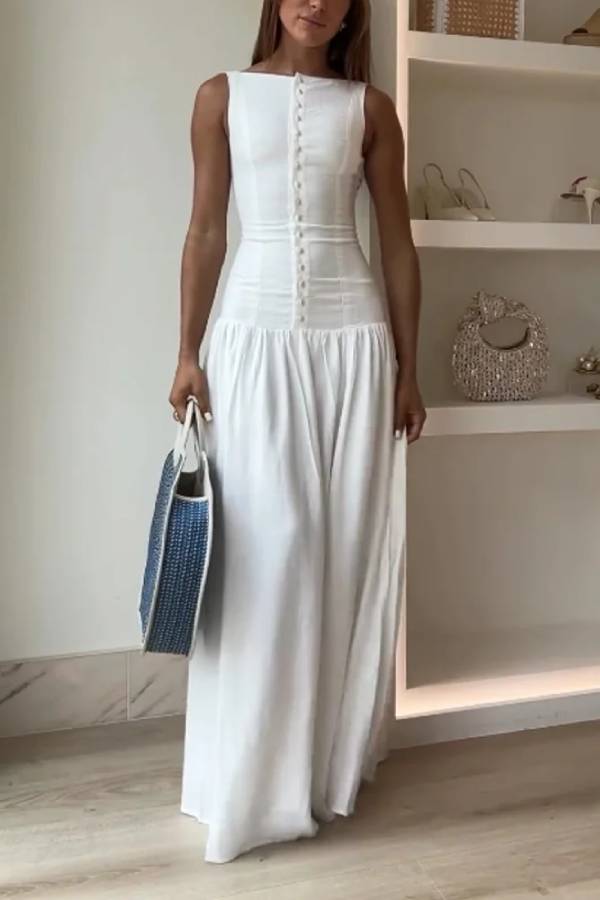 Alice® | Elegant sleeveless button dress Size M