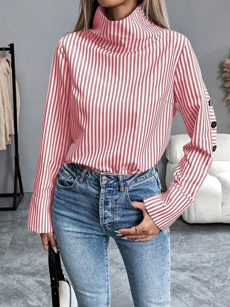 Celeste® | Striped Blouse With High Neck