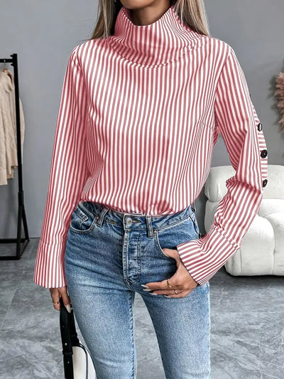Celeste® | Striped Blouse With High Neck