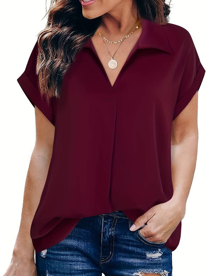 Adriela® | Casual Summer Shirt With Turn-Down Collar For Women