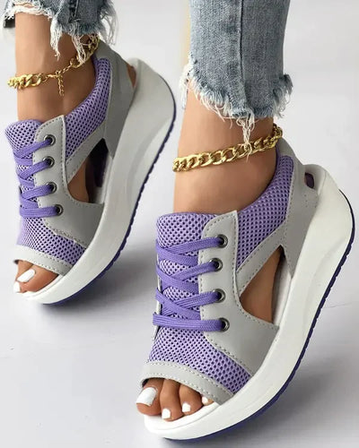 Mila® | Lace-up muffin sandals