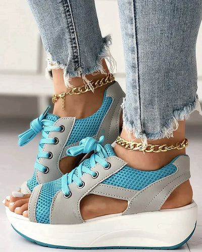 Mila® | Lace-up muffin sandals