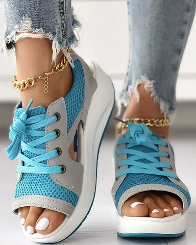 Mila® | Lace-up muffin sandals