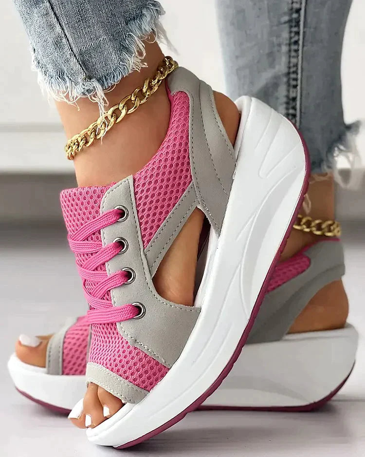 Mila® | Lace-up muffin sandals