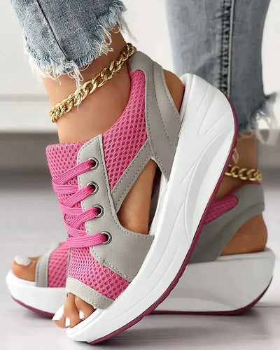 Mila® | Lace-up muffin sandals
