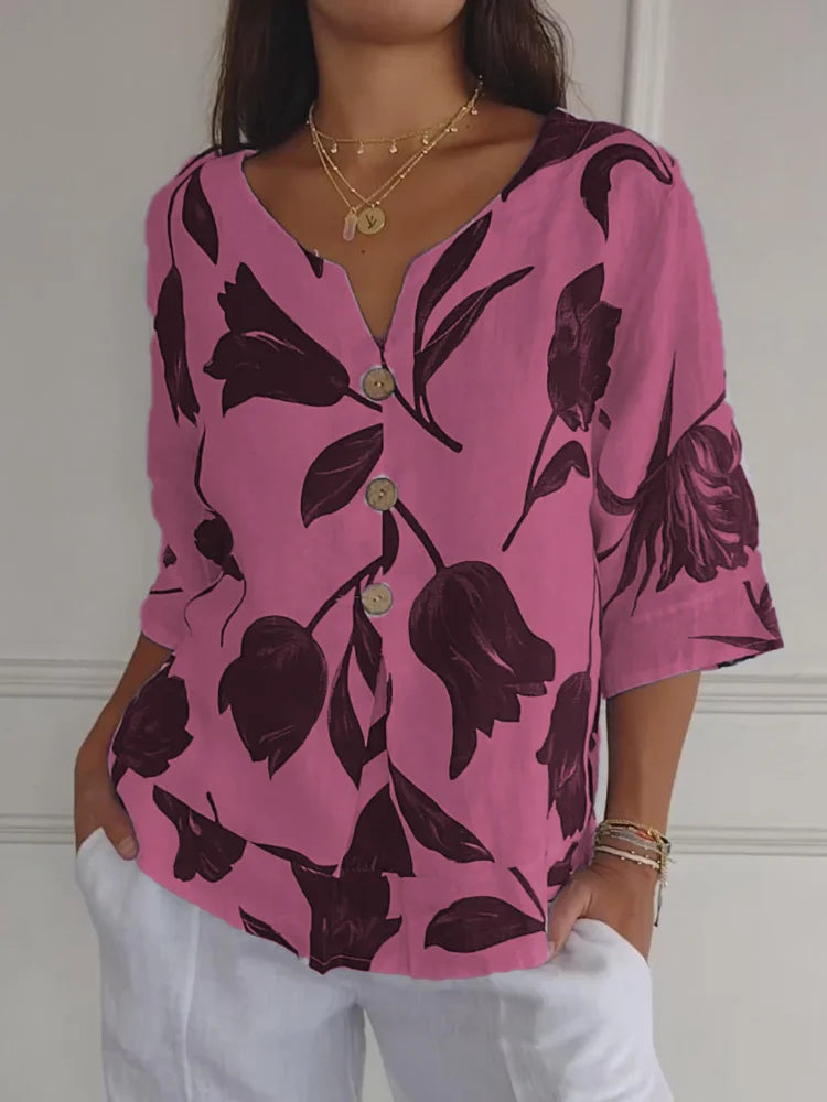 Adela® | Blouse with flower buttons
