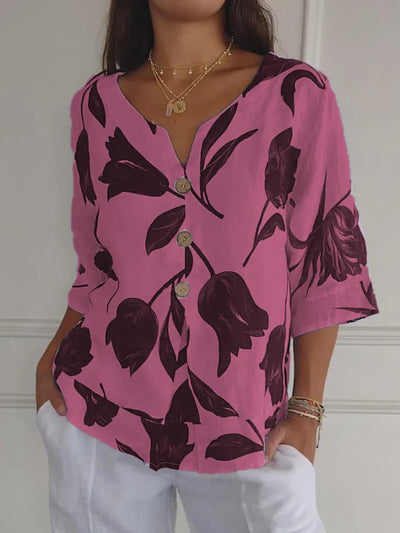 Adela® | Blouse with flower buttons
