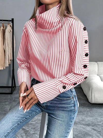 Celeste® | Striped Blouse With High Neck