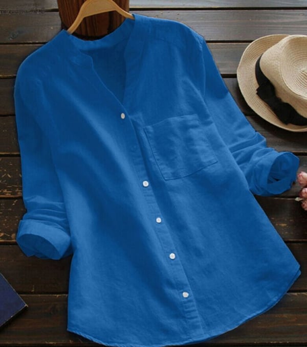 Pilar® | Stylish Linen Long Sleeve Blouse