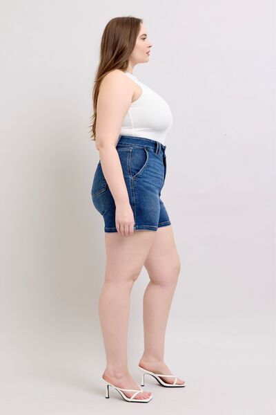 Madeleine® | Full size plus size double button waist denim shorts