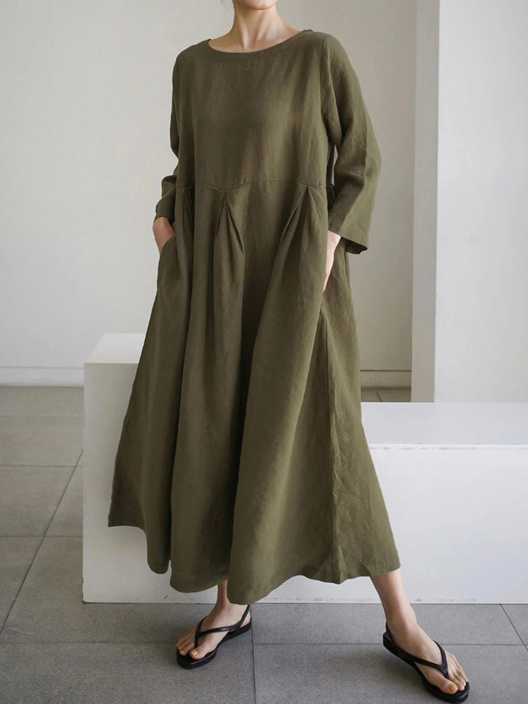 Isabel® | Loose linen dresses with side pockets