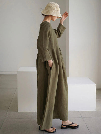Isabel® | Loose linen dresses with side pockets