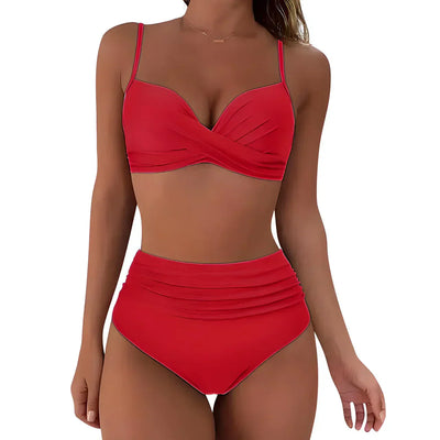 Abigail® | Women'S Wrap Style Swimsuit Set Plain Colors