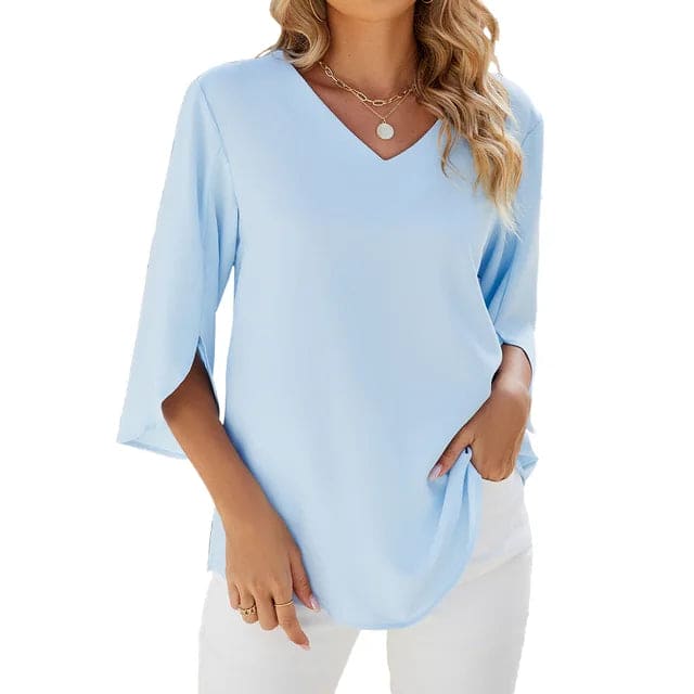 Amatista® | Women'S Blouse With Tulip Sleeves V-Neck