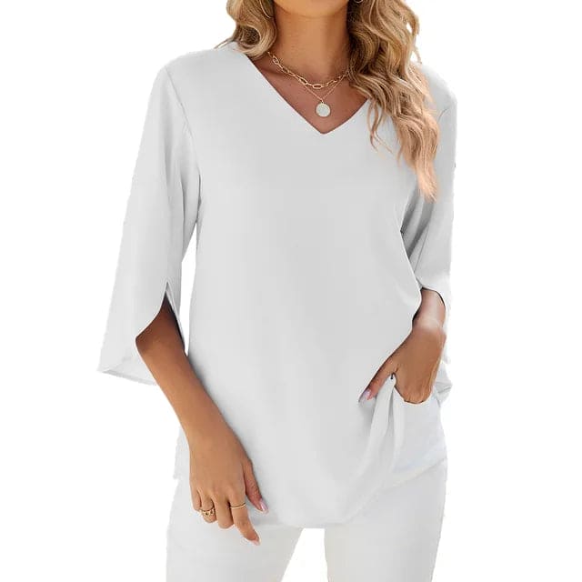 Amatista® | Women'S Blouse With Tulip Sleeves V-Neck