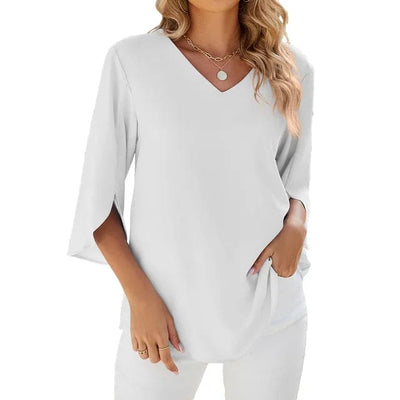 Amatista® | Women'S Blouse With Tulip Sleeves V-Neck