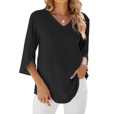 Amatista® | Women'S Blouse With Tulip Sleeves V-Neck