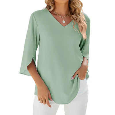 Amatista® | Women'S Blouse With Tulip Sleeves V-Neck