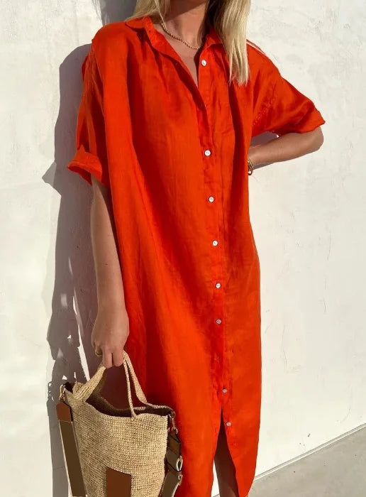 Alberta® | Trendy And Comfortable Linen Shirt Dress