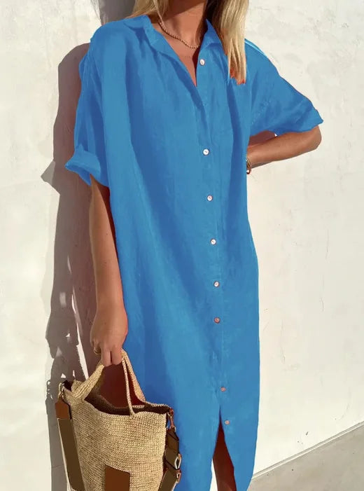 Alberta® | Trendy And Comfortable Linen Shirt Dress