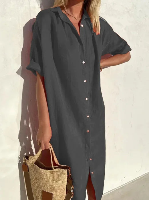 Alberta® | Trendy And Comfortable Linen Shirt Dress