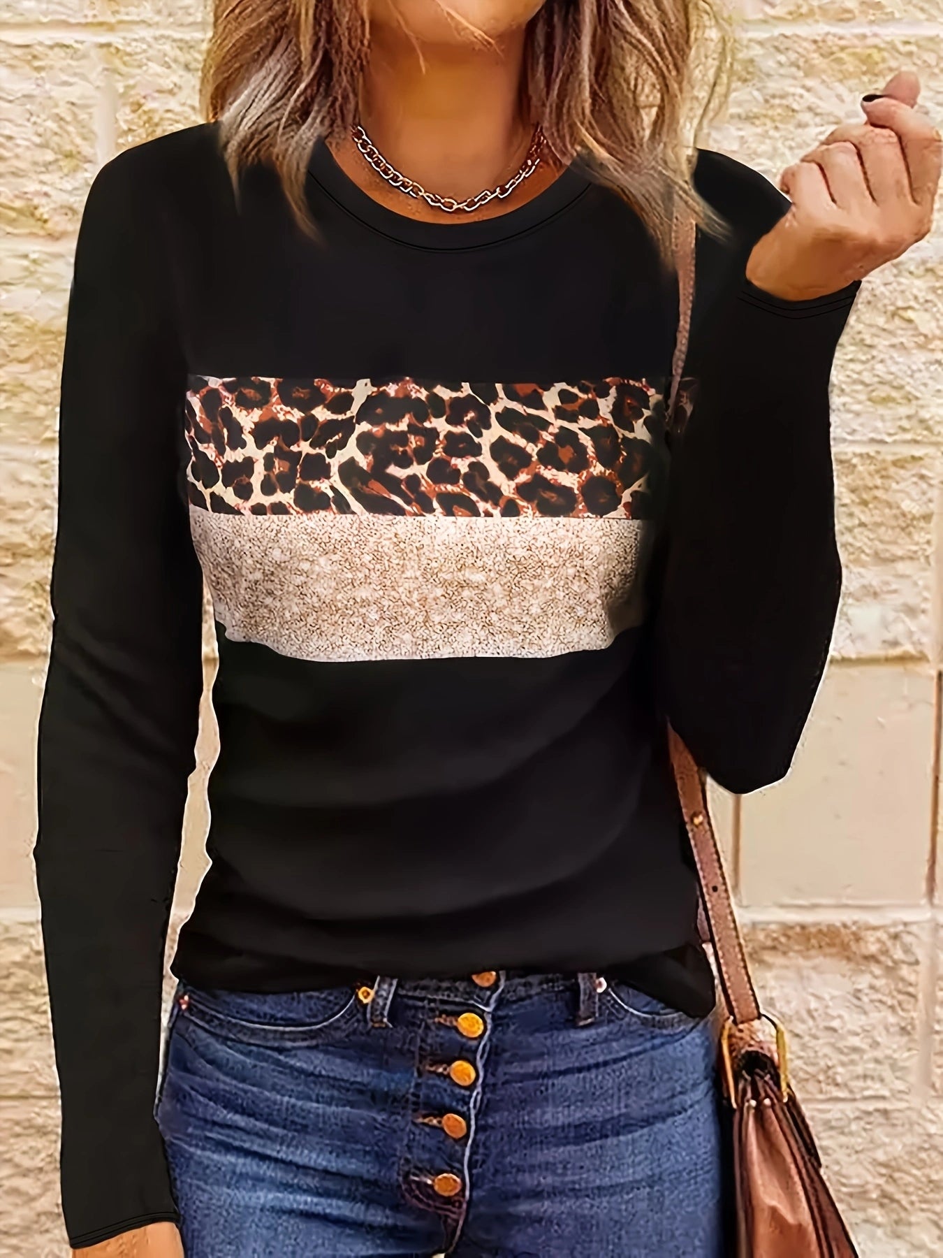 Agustina® | Women's leopard print long sleeve shirt