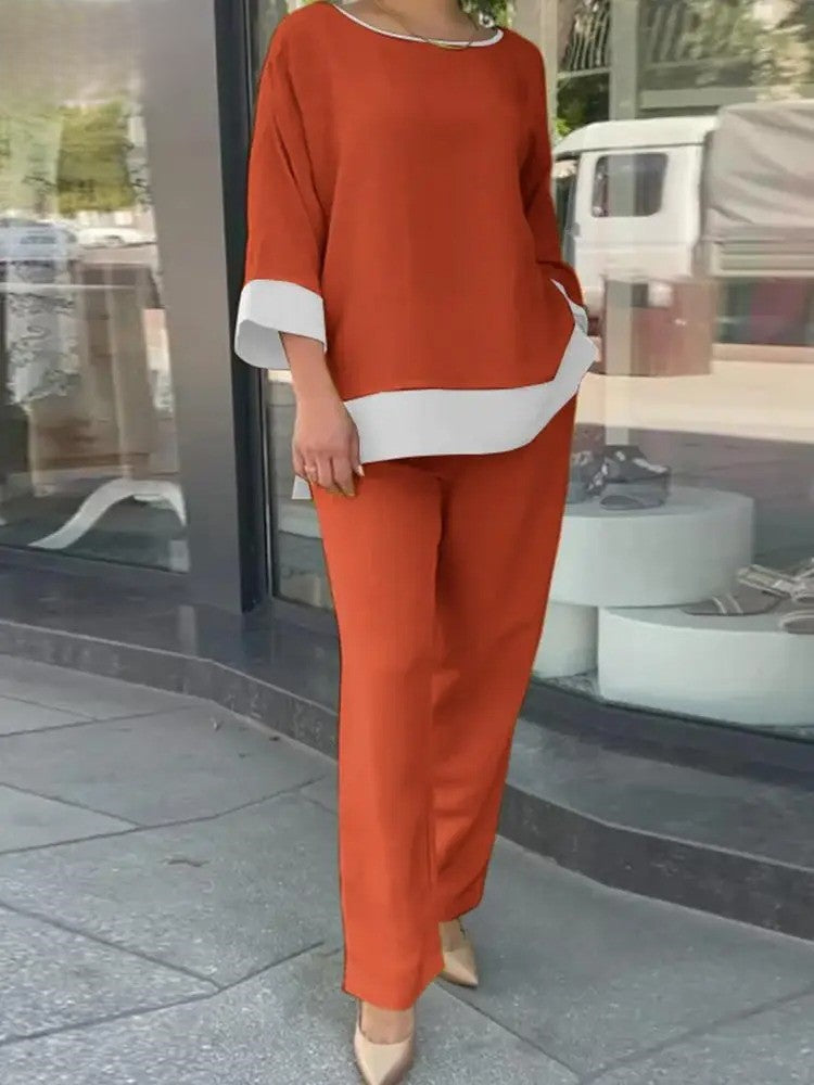 Ellie® | Loose Half-Sleeve Blouse And Wide-Legged Pants Set