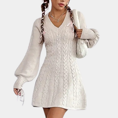 Acantha® | V-neck dress with puff sleeves for women