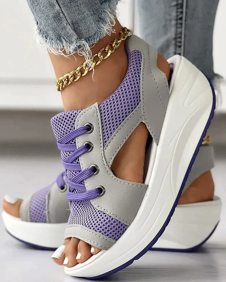 Mila® | Lace-up muffin sandals