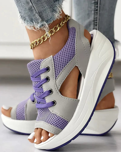 Mila® | Lace-up muffin sandals