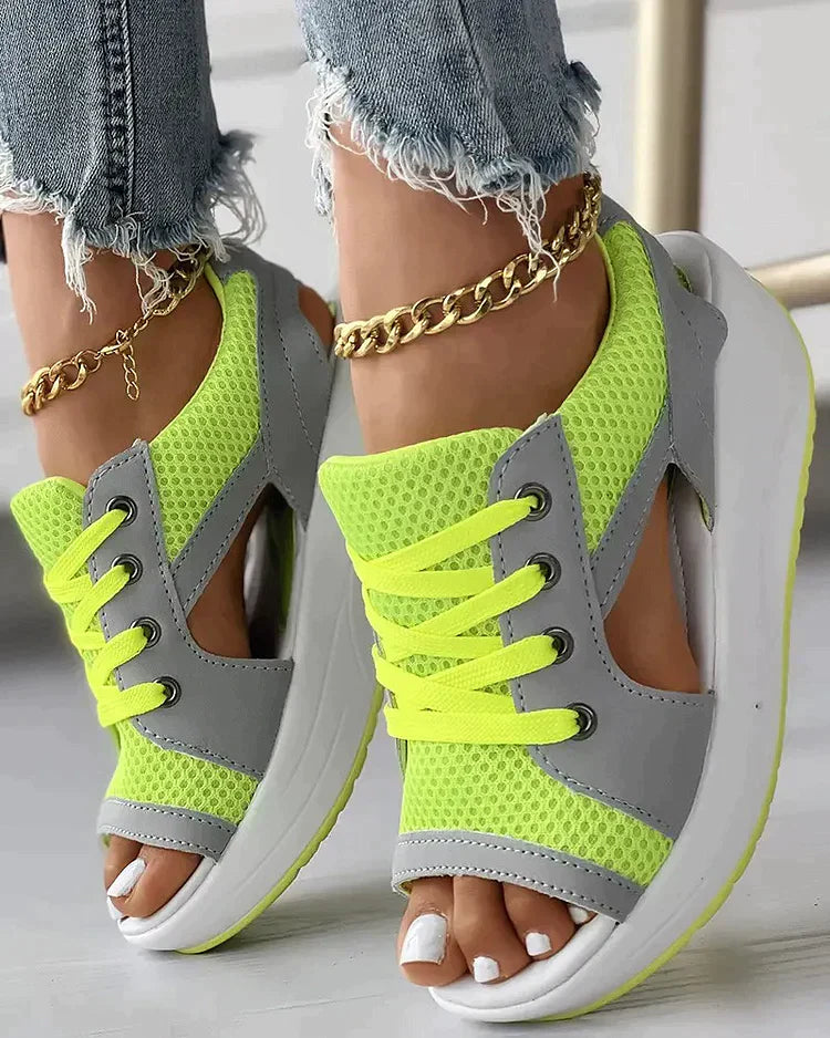 Mila® | Lace-up muffin sandals