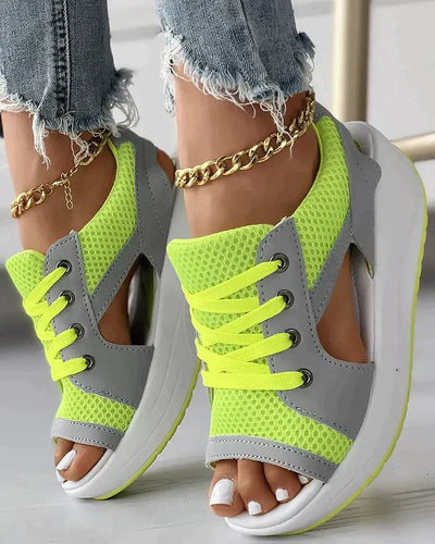 Mila® | Lace-up muffin sandals
