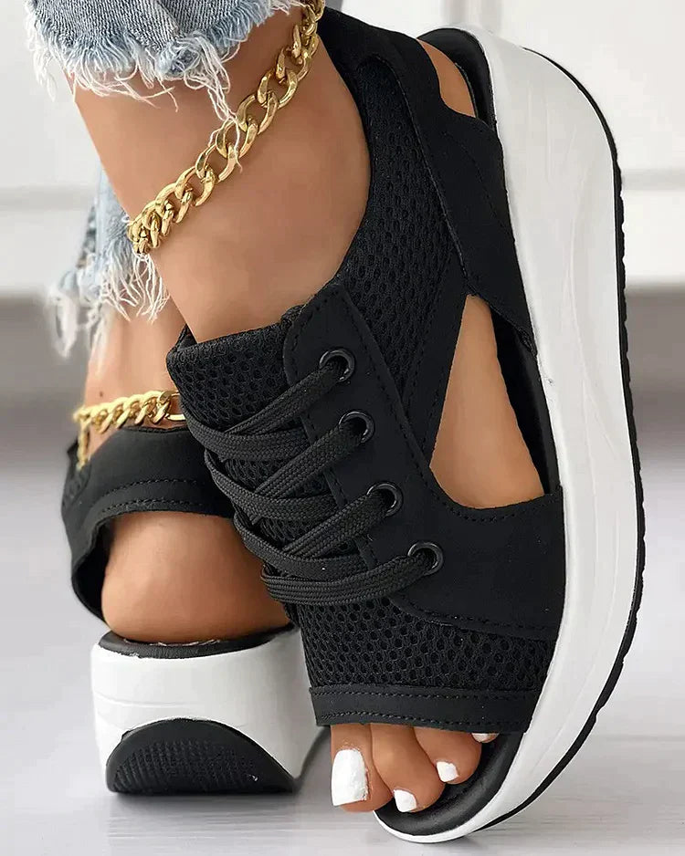 Mila® | Lace-up muffin sandals